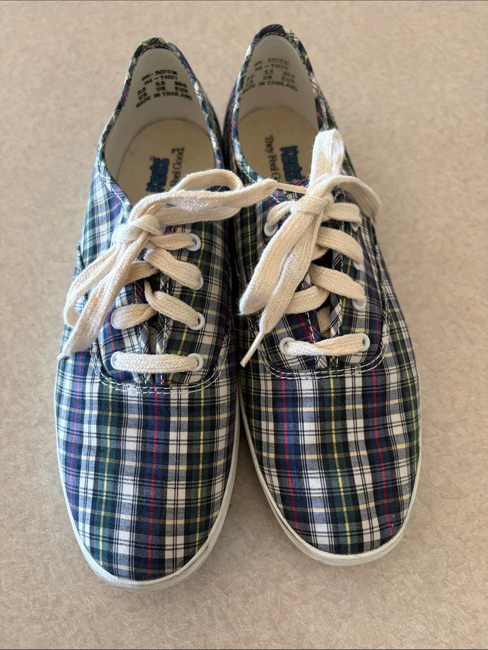 Keds Kids Plaid Lace-Up Sneakers in Blue, Green, White